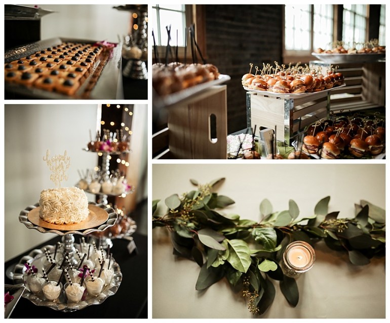 plated appetizers, desserts, and reception center pieces