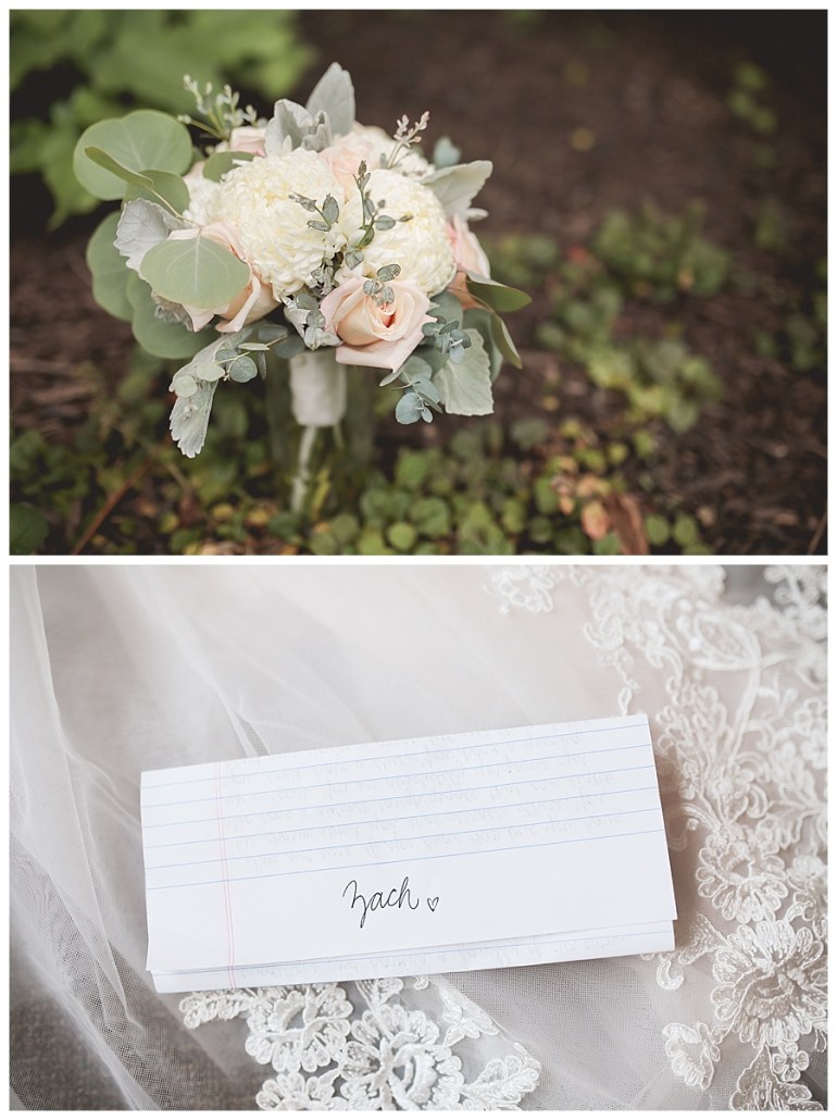 bridal bouquet lace on wedding dress