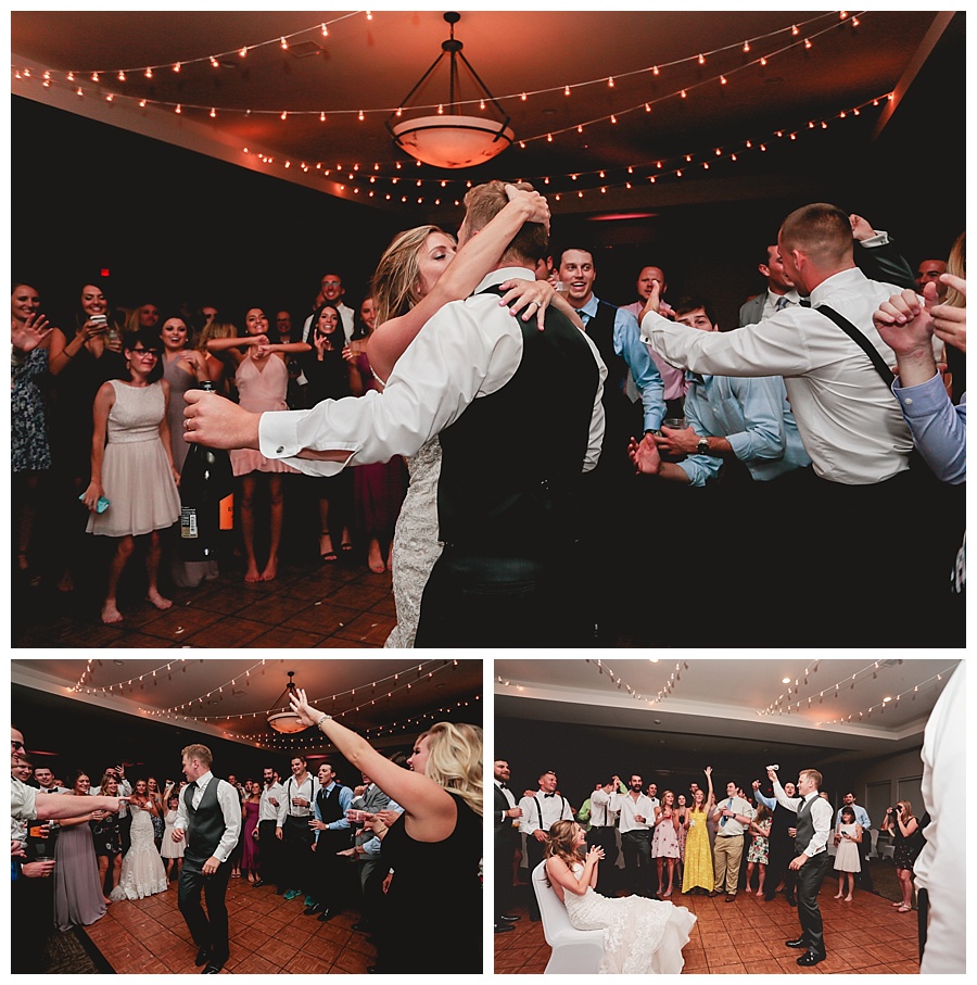 bride and groom dancing garter toss golf club indiana