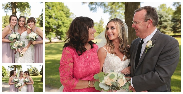 bride with family smiling